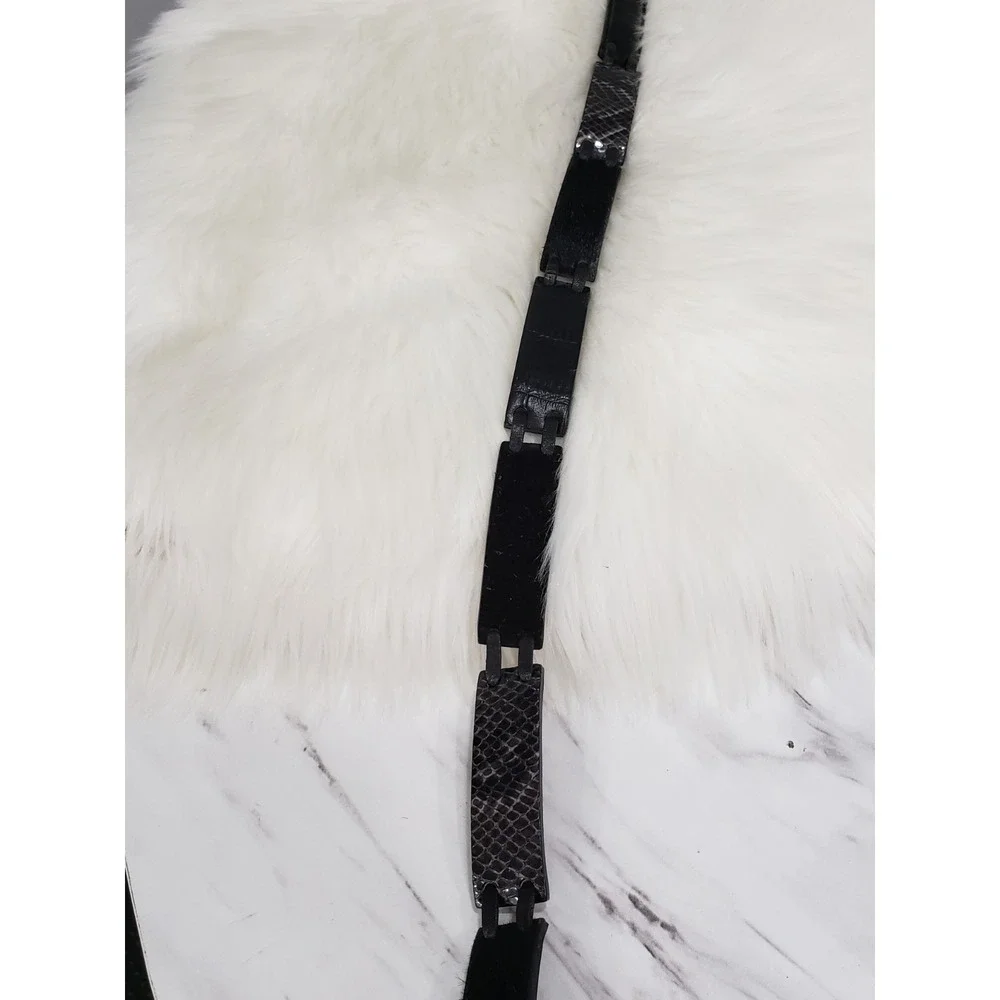 Brighton Belt XL 36 Leather Snakeskin Calf Hair Leather‎ Black Rope Simple WOmen